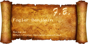 Fogler Benjámin névjegykártya