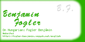 benjamin fogler business card